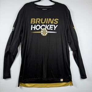 NHL Boston Bruins Men’s Fanatics Black Authentic Pro Tech Long Sleeve T, Size XL
